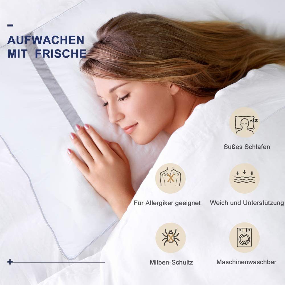 BedStory, 80x80 Kissen Bettkissen (2 Kissen, Kopfkissen Microfaser, Rückenschläfer Weiches Füllung: Stück), Bequemes Seitenschläfer, Bauchschläfer,