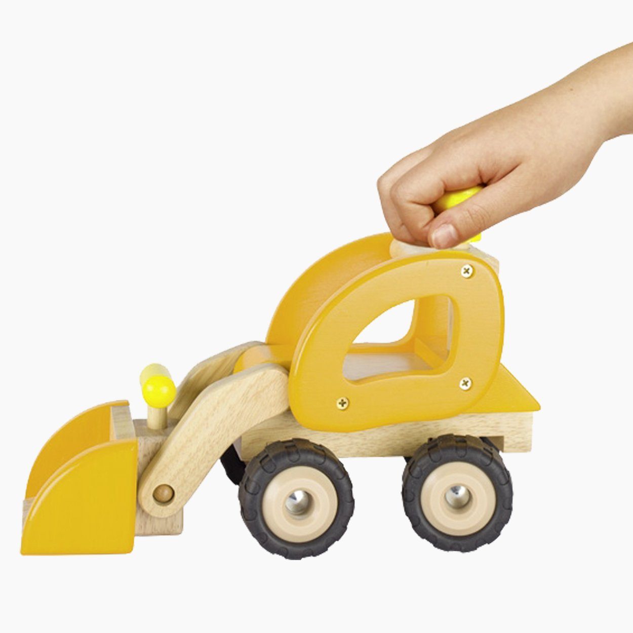 goki Spielzeug-Baumaschine Radlader, goki, (packung, 1-tlg., set), mit beweglichen Schaufel und lenkbar