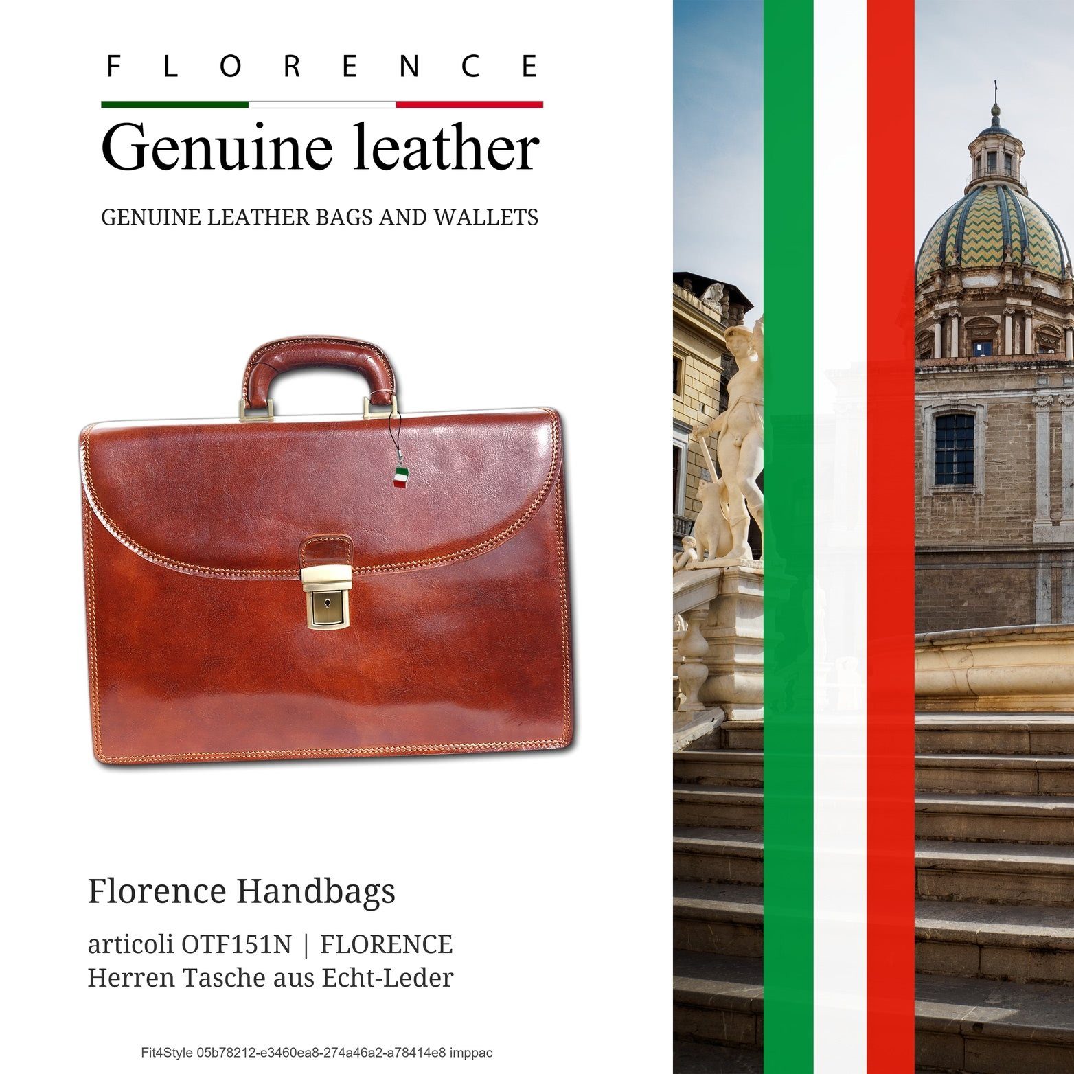 FLORENCE Aktentasche Florence Herren Echtleder Aktentasche (Umhängetasche, Umhängetasche), Herren, Damen Tasche Echtleder braun, Made-In Italy