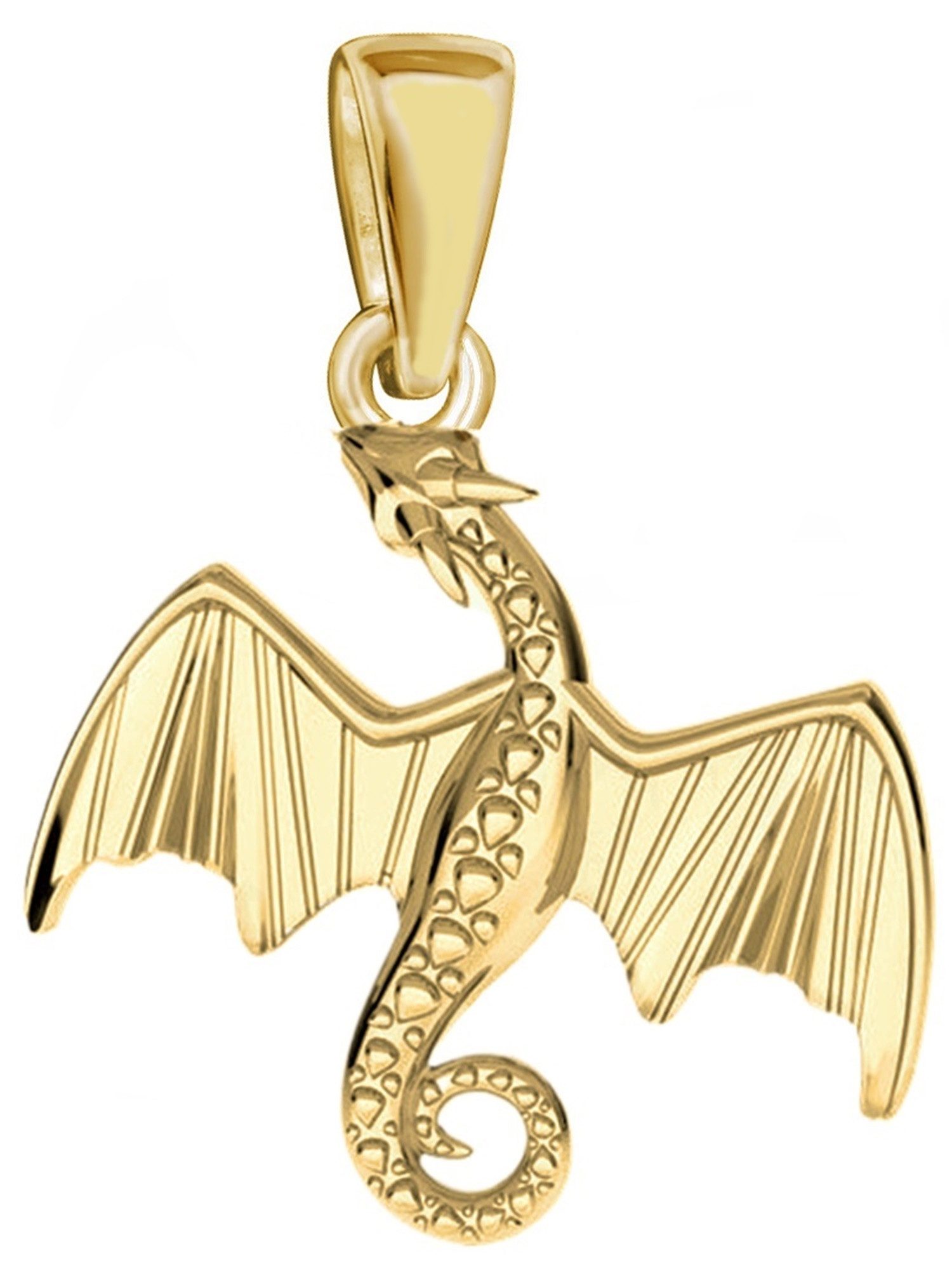 Goldene Hufeisen Kettenanhänger Drache Anhänger für Halsketten 925 Sterling-Silber vergoldet, Drachen-Schmuck für Armbänder oder Kettenanhänger