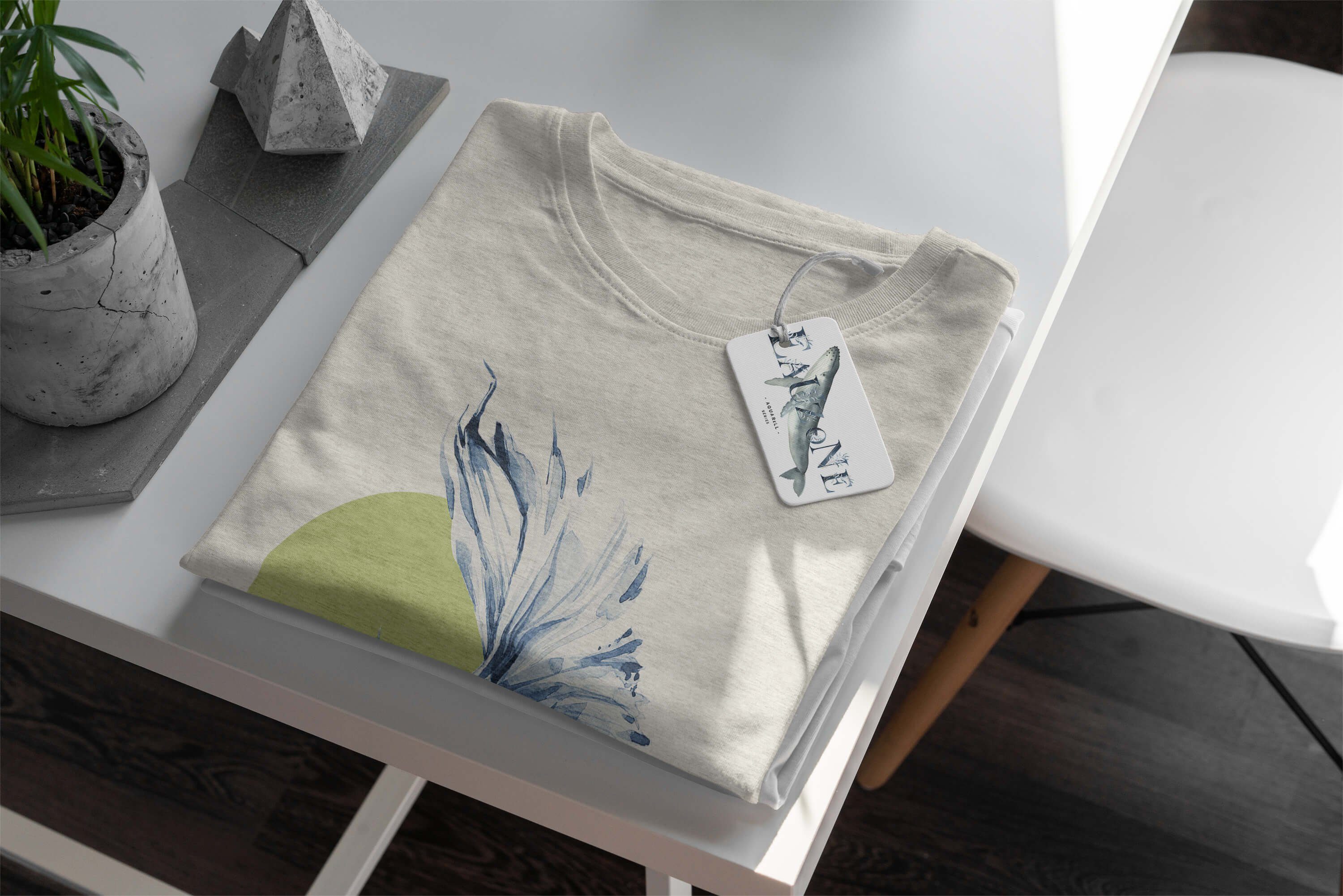 Sinus Art T-Shirt Herren Shirt Bio-Baumwolle gekämmte Motiv T-Shirt Wasserfarben Ö schöner Nachhaltig Kampffisch (1-tlg) 100