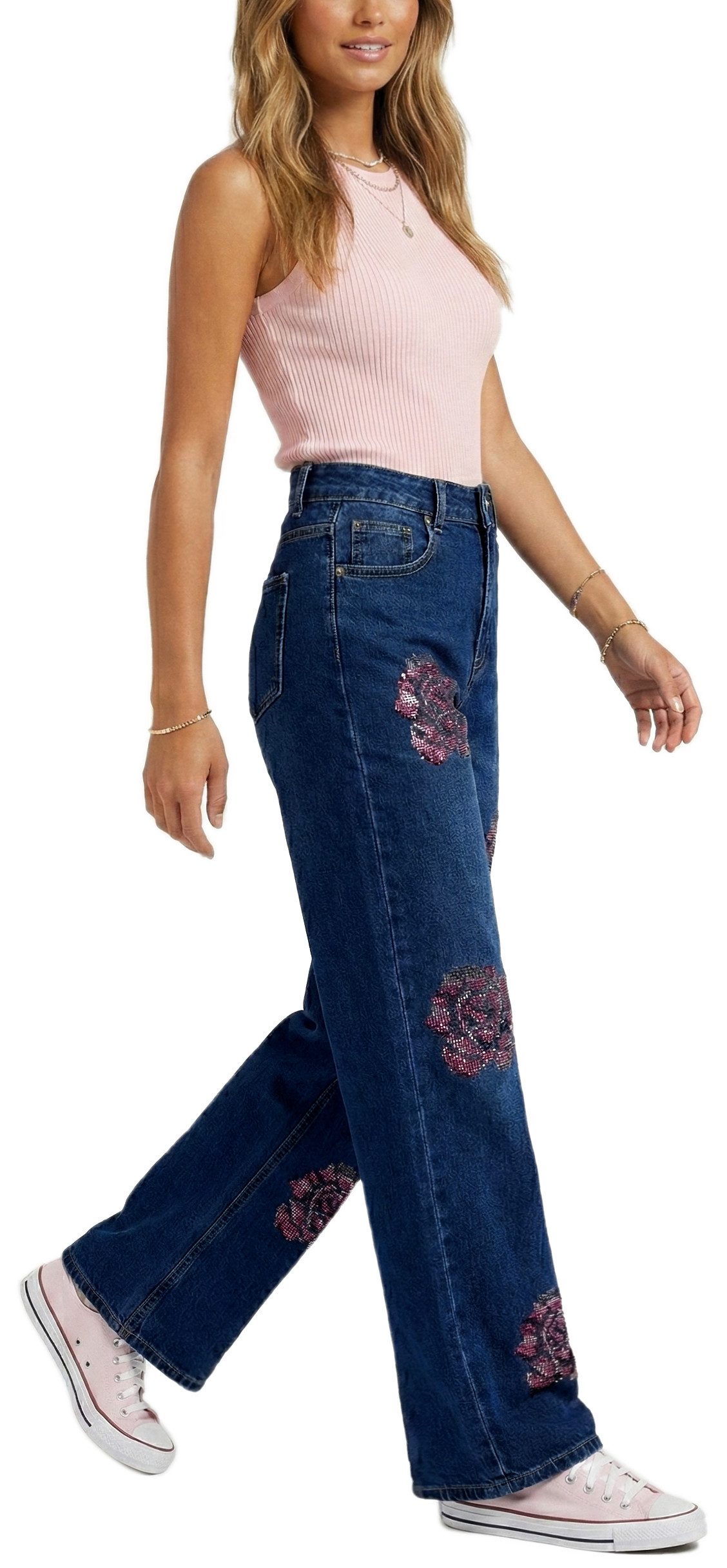 dy_mode Weite Jeans Damen Jeans Weitem Bein High Waist Weite Palazzo Jeans günstig online kaufen