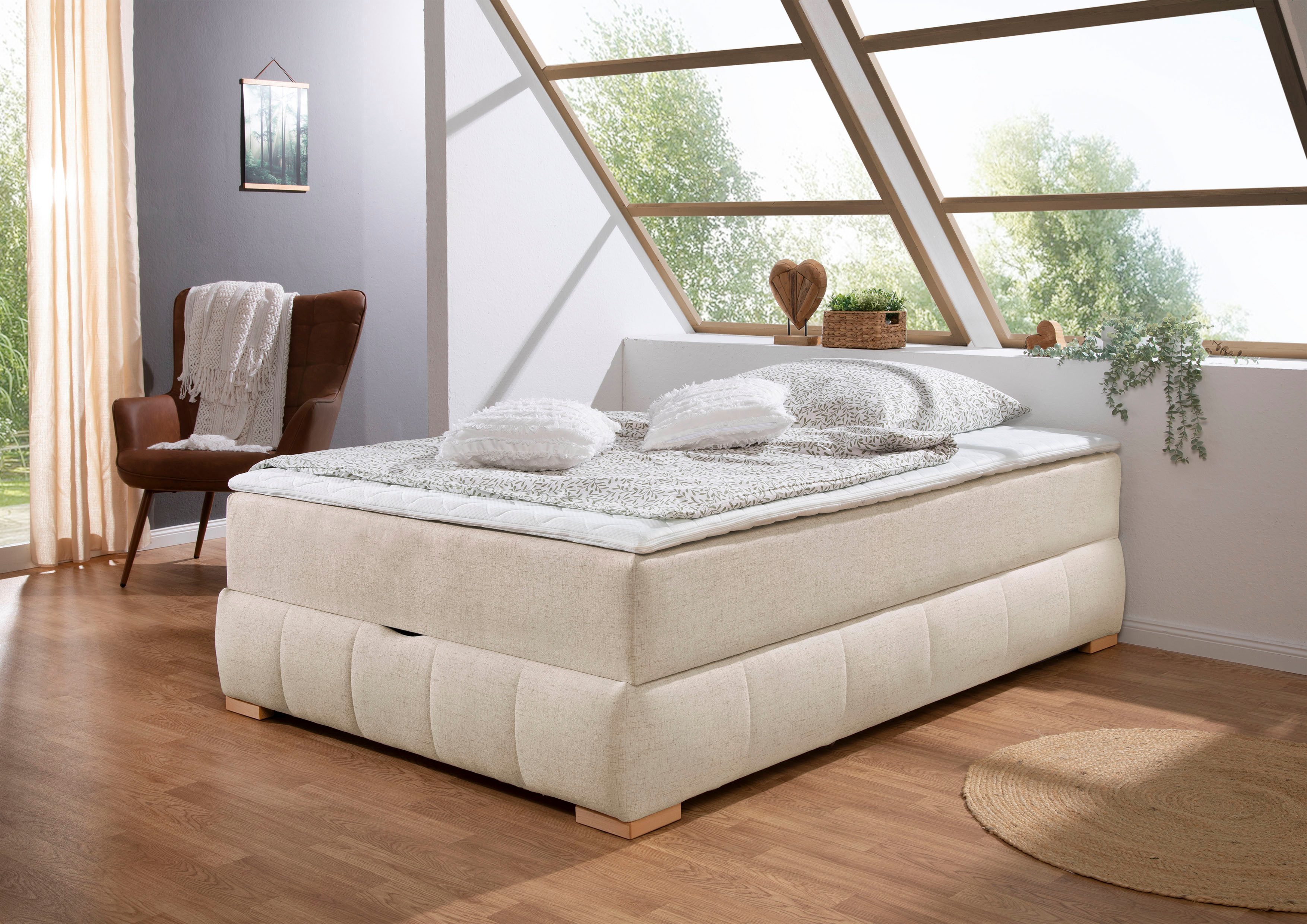 OTTO home Boxbett Wehma ohne Kopfteil inkl. Bettkasten, auch in Überlänge erhältlich, in H2, H3 & H4 wählbar, inklusive Topper