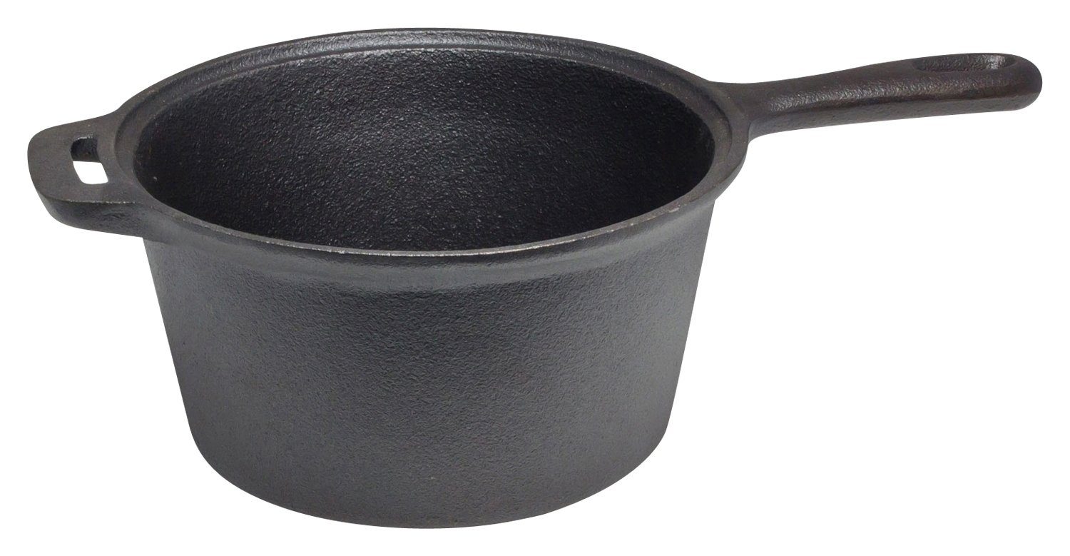 Kochtopf Gusseisen-Stielkasserolle ROSSO, Ø 18 cm, Schwarz, Gusseisen