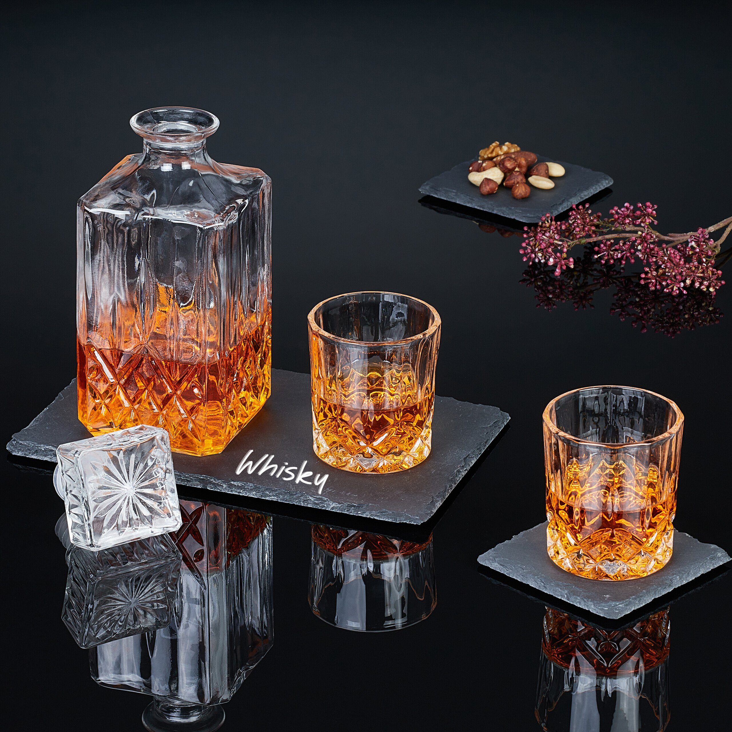 relaxdays Getränkeuntersetzer 20er Set Schiefer Untersetzer 10x10 cm, Zubehör für Gläser und Tassen, 20-tlg. – Bild 2 von 5