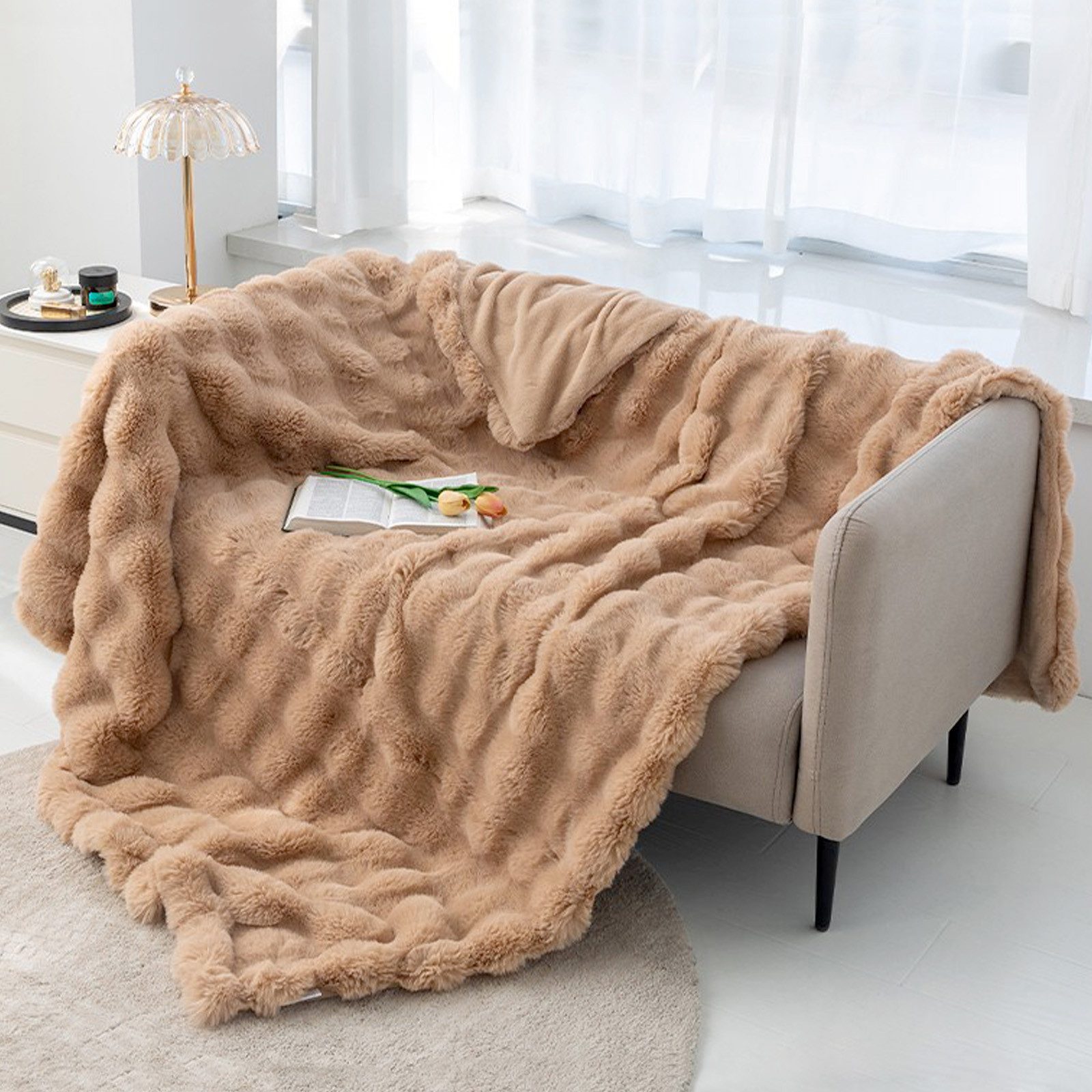 Wohndecke Bubble Decke Kuscheldecke Flauschig Warme Sofadecke Couchdecke, C günstig online kaufen