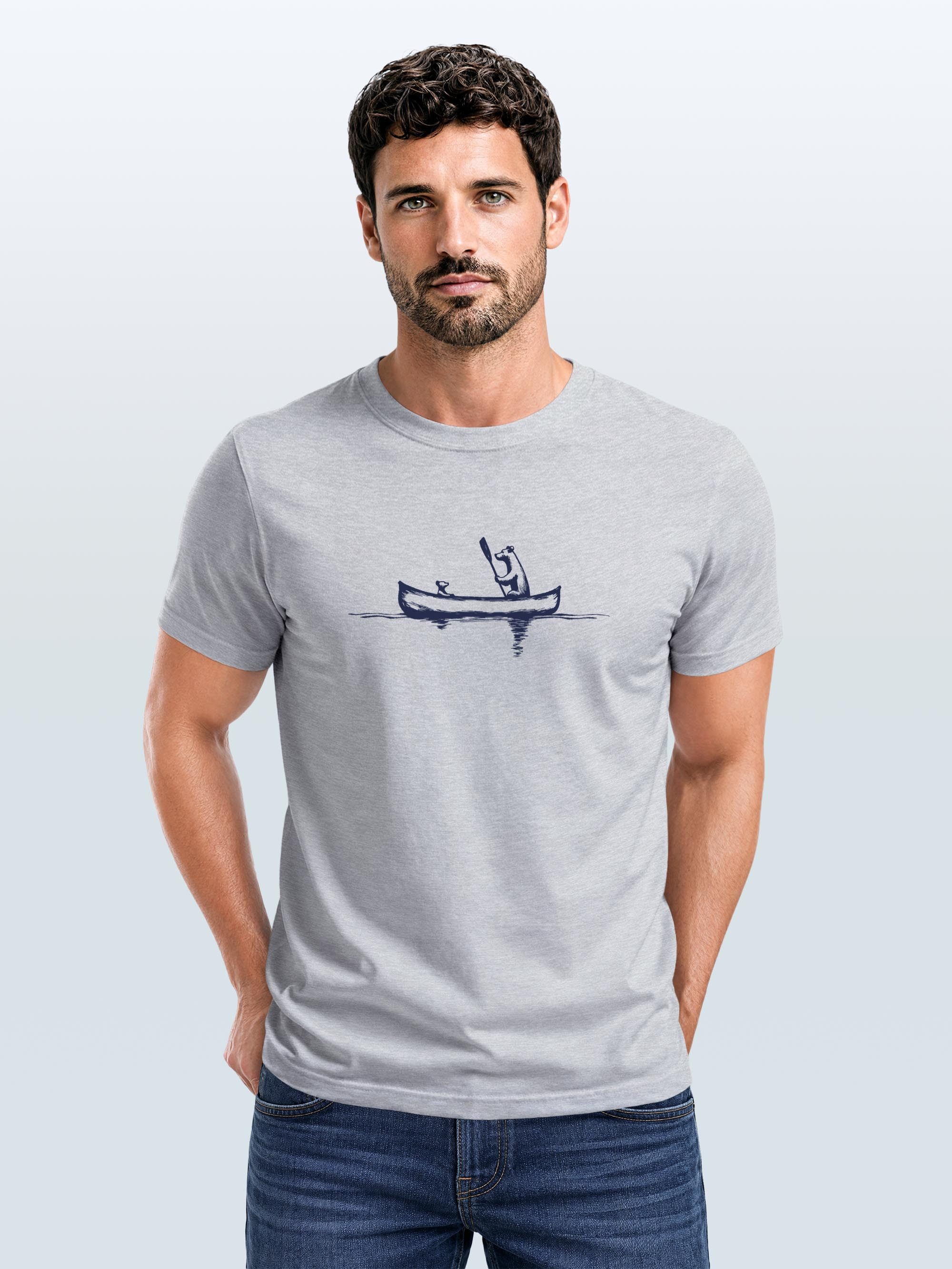 Neverless Print-Shirt Herren T-Shirt Bär Familie Kanu Outdoor Fashion Streetstyle Neverless® mit Print