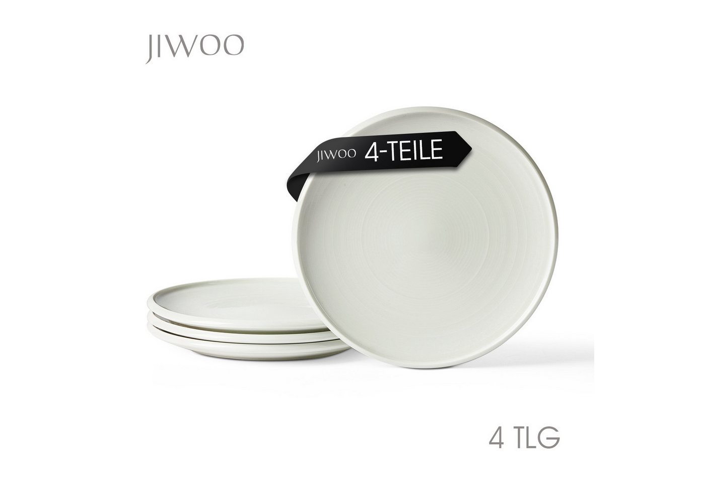 JIWOO Speiseteller 4er Ø21,8cm, Frühstücksteller Pastateller Teller Brotteller Plate, (4 St), Hochwertiges Tellerset Weiß Mikrowellenofen Spülmaschine Ø 21,8cm