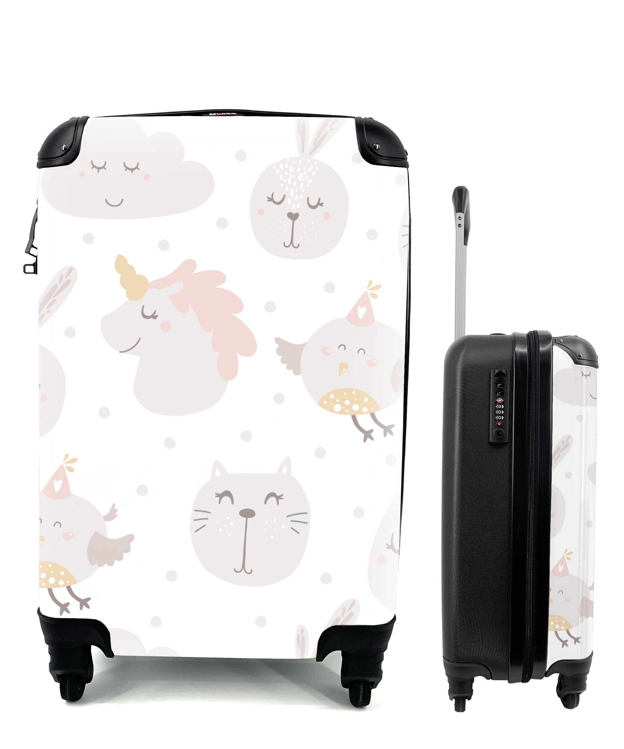 Tiere - Trolley, Mädchen rollen, - Design Baby, - Reisekoffer 4 Reisetasche Handgepäck Kinder Pastell MuchoWow Jungen Handgepäckkoffer Ferien, - - Rollen, mit - für