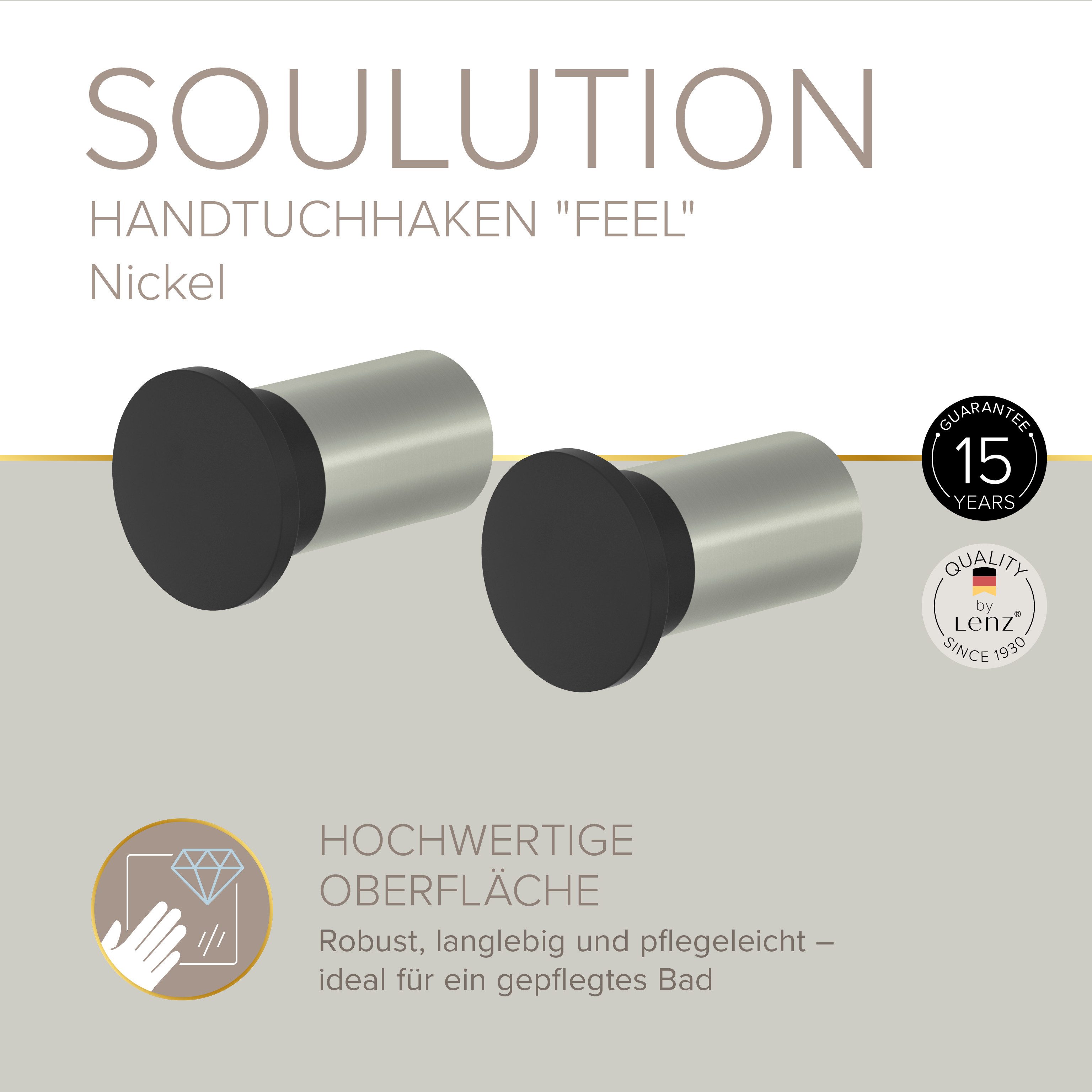 Lenz Handtuchhaken SOULUTION, Badezimmer, (2 Stk), vielseitig einsetzbar