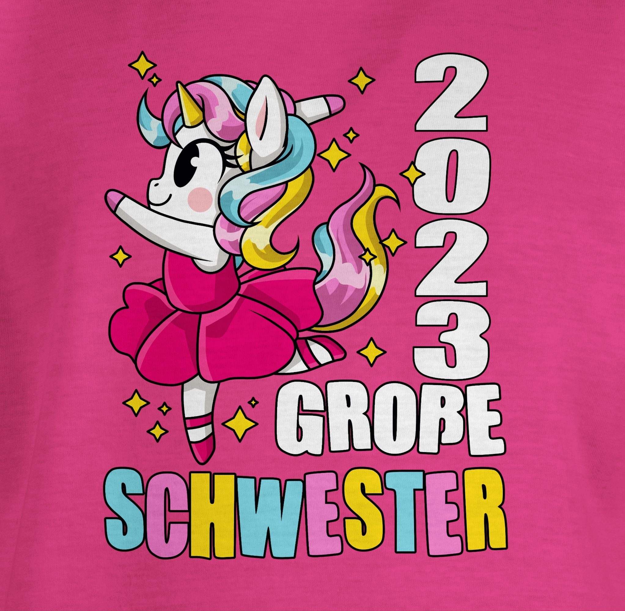 Schwester Ballerina 2023 Schwester Geschwister Große Bruder Shirtracer 1 Fuchsia Einhorn mit und T-Shirt