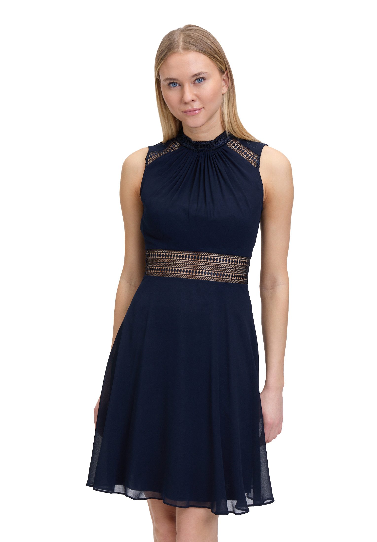 Vera Mont Cocktailkleid Damen mit Spitzeneinsatz Aufgesteppte Bänder