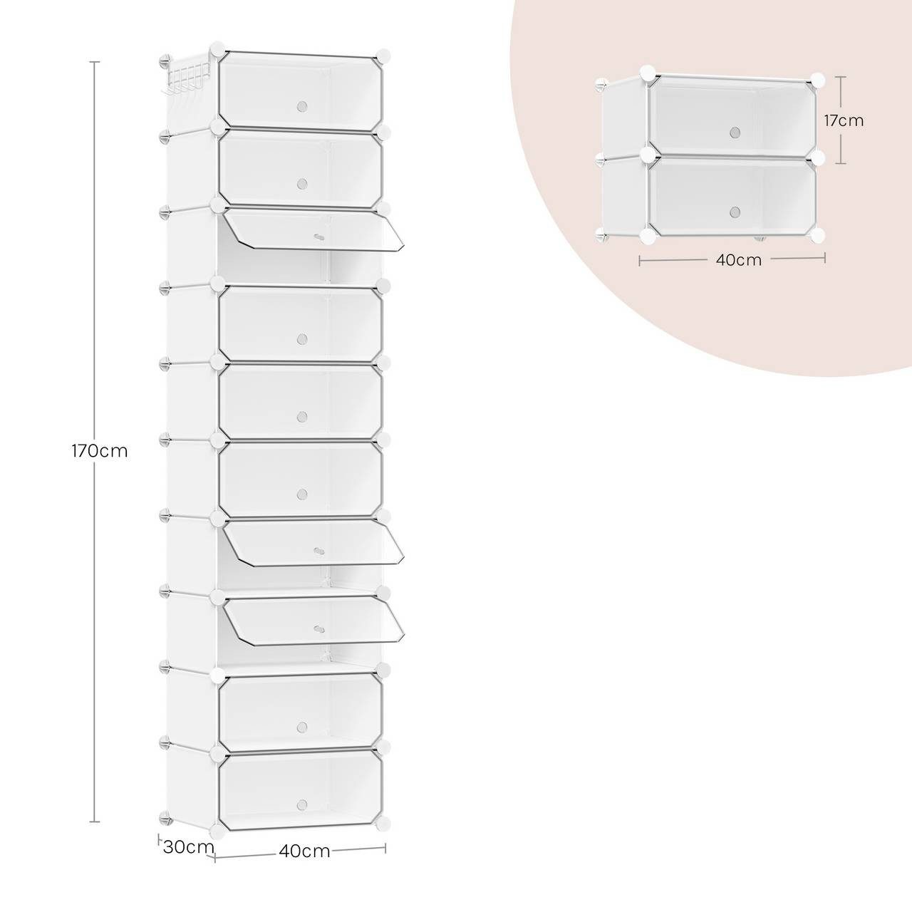Woltu Schuhbox (1 St), Satz von 10, stapelbares Design, für 20 Paare, mit Tür