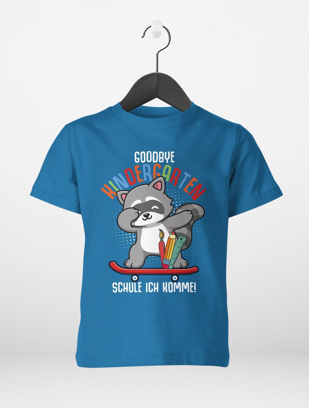 Print-Shirt Kinder T-Shirt Jungen Schulkind Waschbär Tiermotiv Goodbye