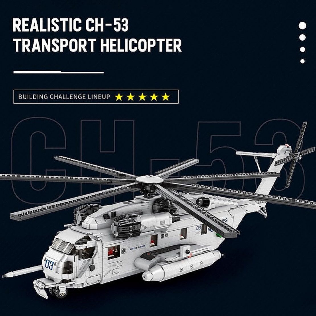 Reobrix 33037 CH-53E Transporthubschrauber Konstruktions-Spielset, (2192 St) – Bild 4 von 5