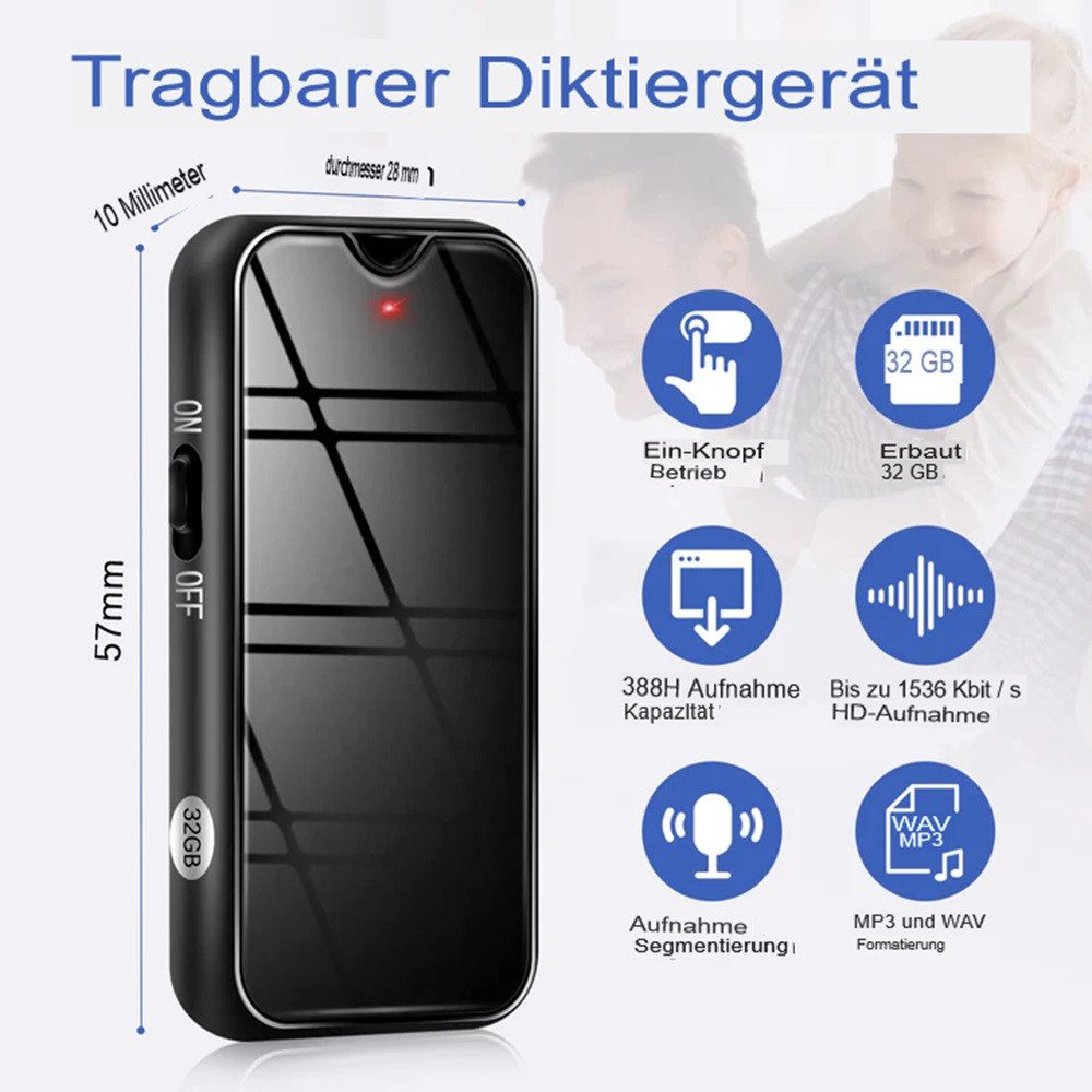SpionProfi 32GB Mini Voice Recorder Ton Stimme Aufnahmegerät Spracherkennung Auto Digitales Diktiergerät (Spy versteckte Tragbare Wanze Spion mit Geräuscherkenn – Bild 4 von 5
