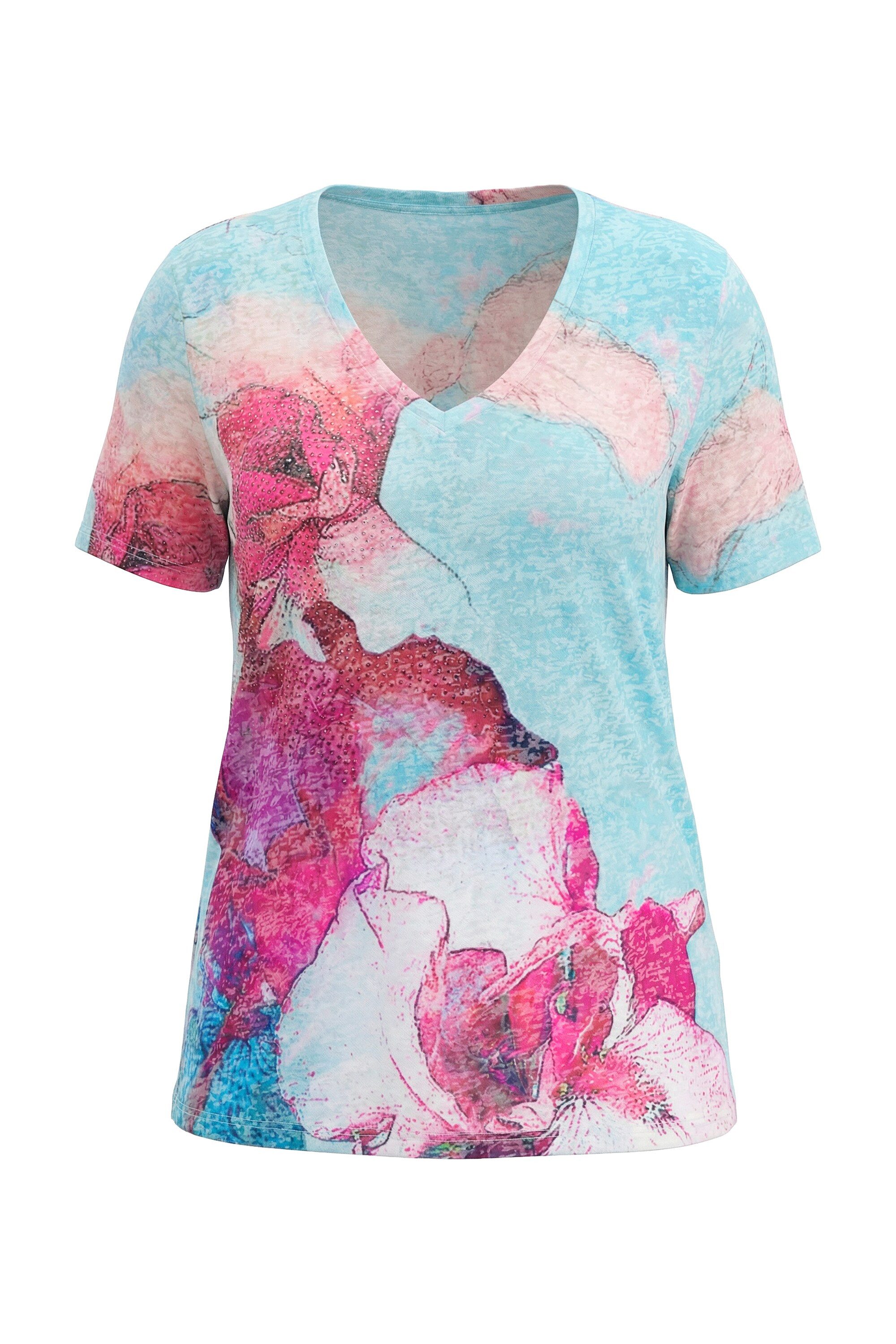T-Shirt T-Shirt Comfort Fit XL-Blumen-Motiv