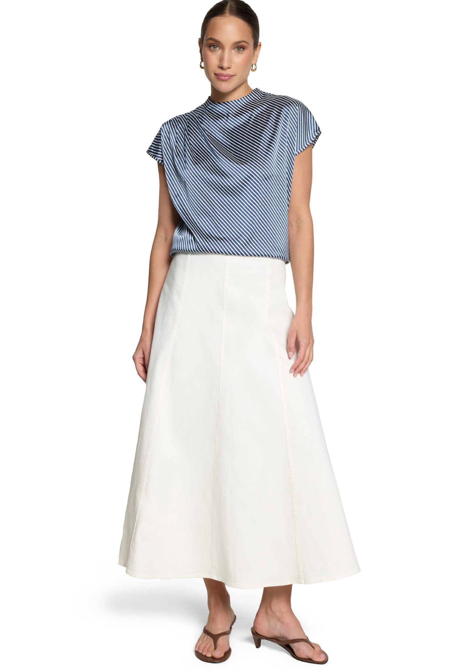 Zero Satinbluse Damen mit Kragen