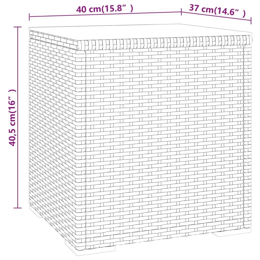 Grau Beistelltisch | Beistelltisch 40x37x40,5 (1-St) und Grau cm Hartglas Polyrattan vidaXL Grau