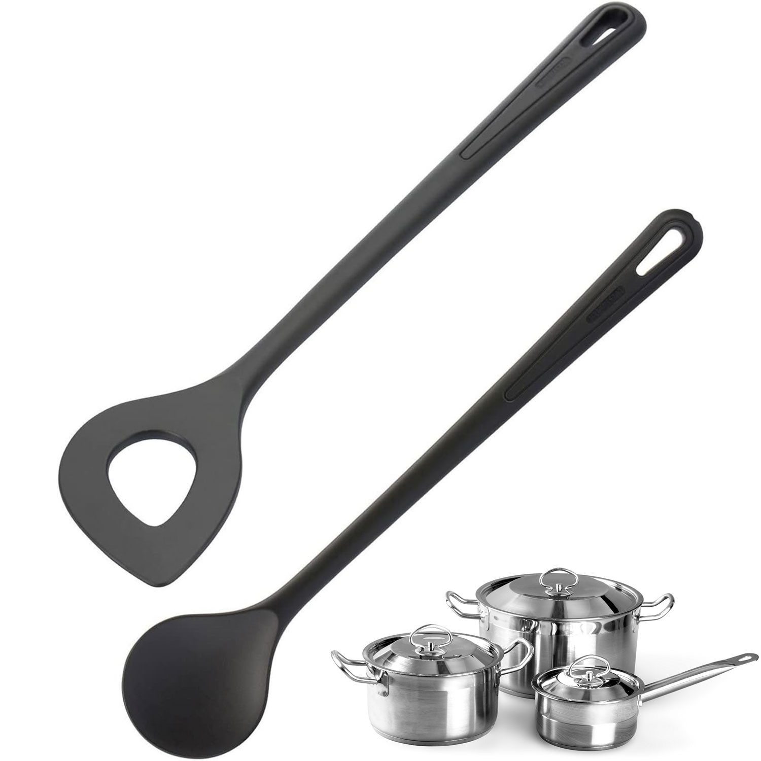 WESTMARK Кулинарные ложки Spitzlochlöffel + Rühr-/Kochlöffel-Set, 2tlg., Hitzebeständig bis 270 °C, Spülmaschinengeeignet