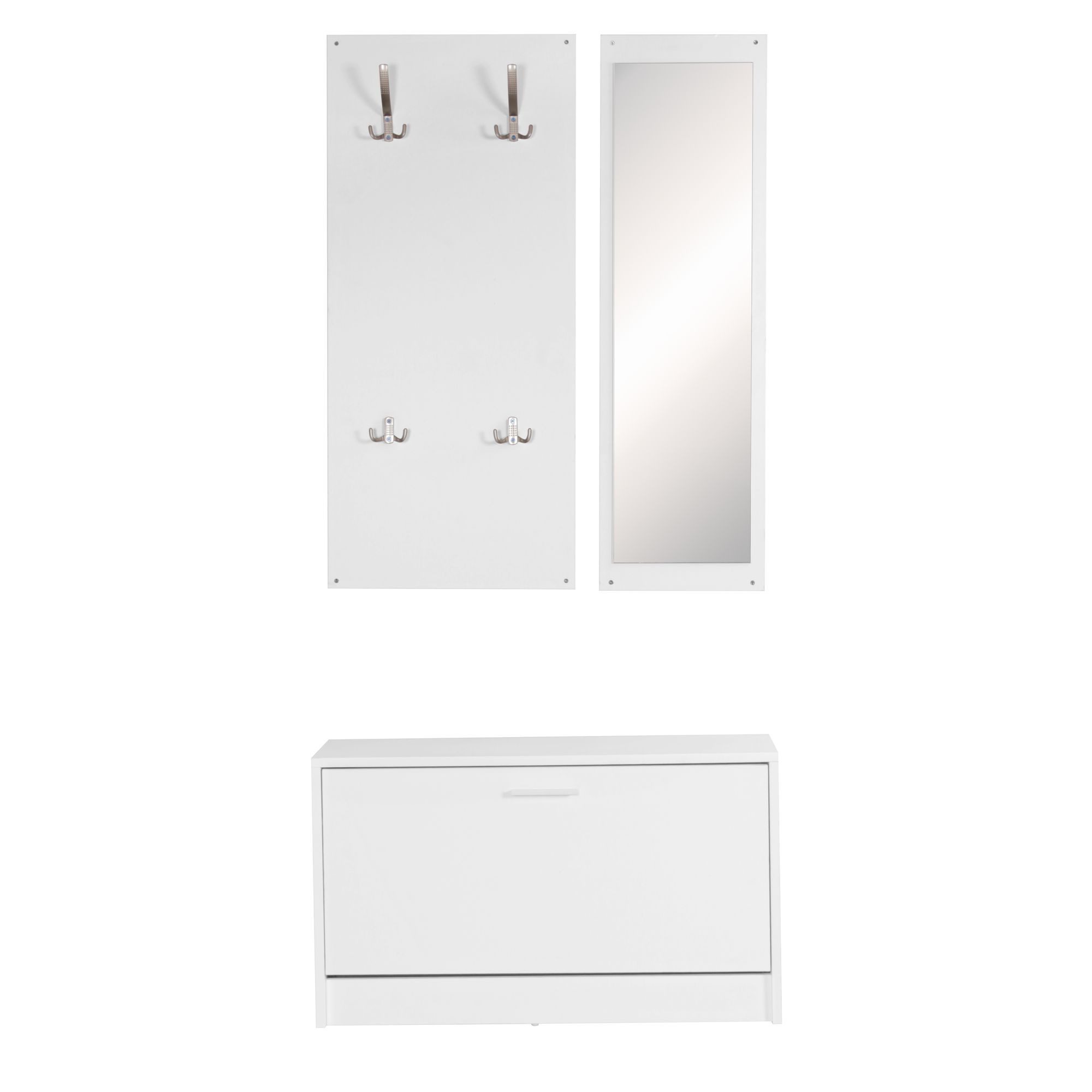 FINEBUY Garderoben-Set SuVa7081_1, (Wandgarderobe mit Spiegel & Schuhschran günstig online kaufen