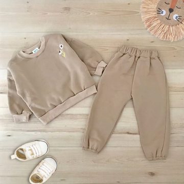 suebidou Top & Hose Sweatshirt und Hose Anzug mit Stickerei Hausanzug geplüscht