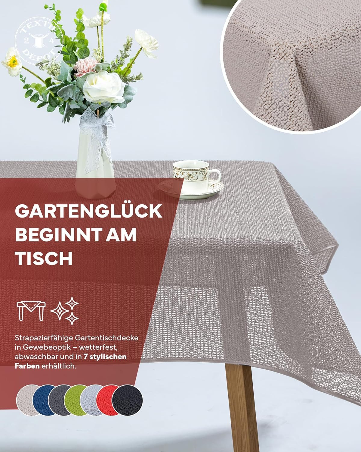 texpot Tischdecke Gartentischdecke Schaum PVC Weichschaum (1-tlg) – Bild 5 von 5