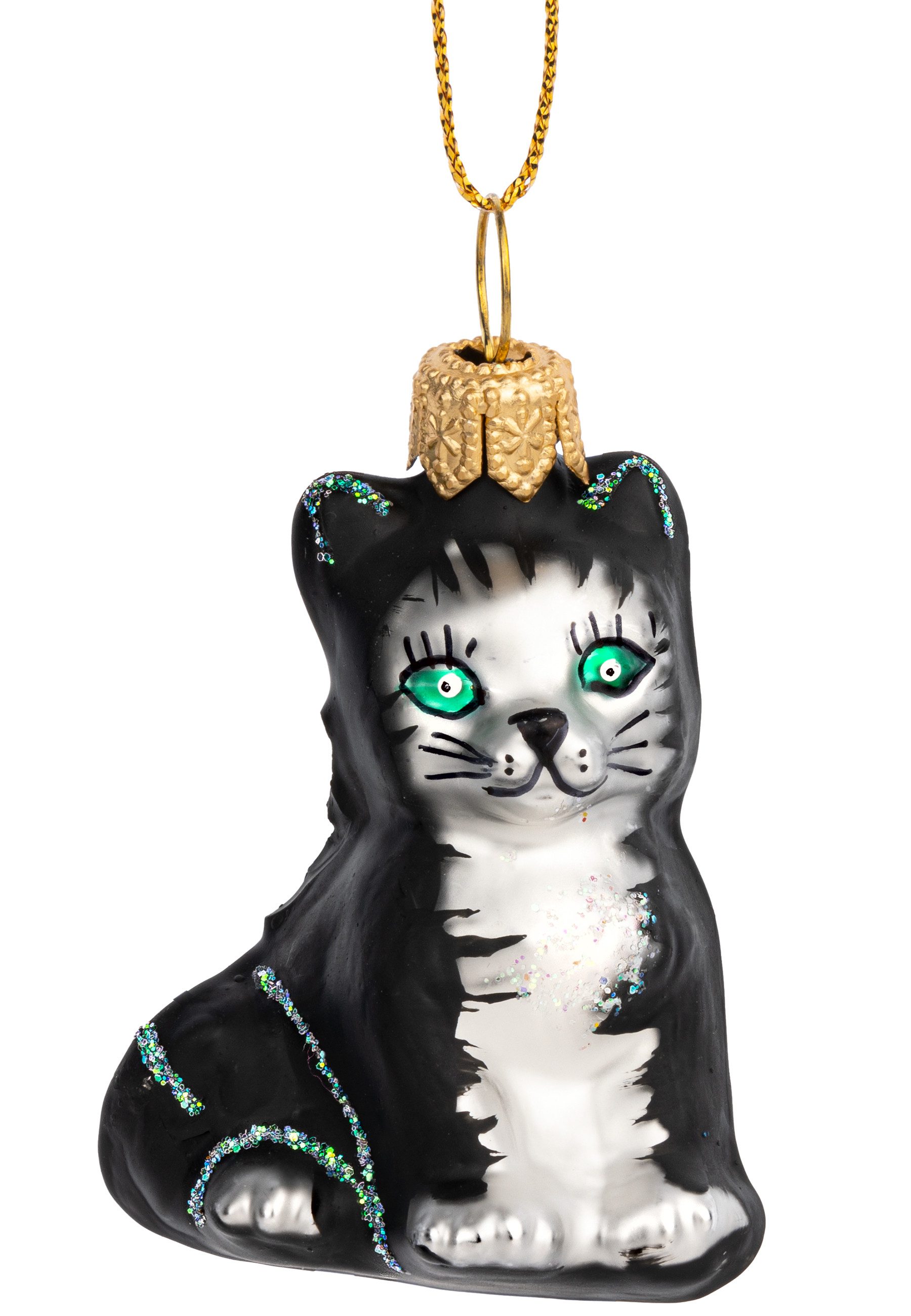 Christbaumschmuck BS816M Mini Katze Glas Figur Weihnachtsbaum Anhänger