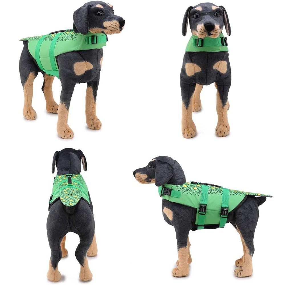 zggzerg Schwimmweste mit Größe Schwimmweste mit Auftrieb Grün verstellbare Hunde Griff, starkem