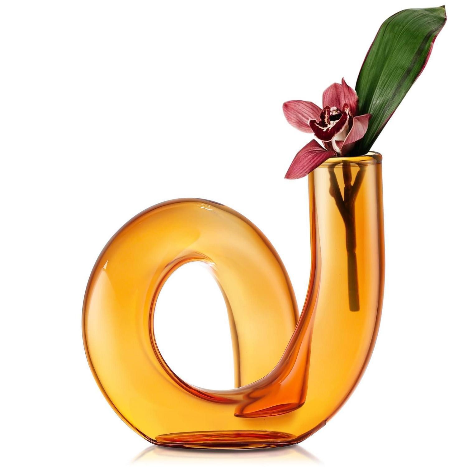 LuxusKollektion Tischvase Vase 12CM Orange Tischdeko Handgefertigt