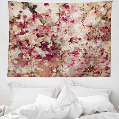 Wandteppich aus Weiches Mikrofaser Stoff Für das Wohn und Schlafzimmer, Abakuhaus, rechteckig, Retro Kirschblüten Blumen