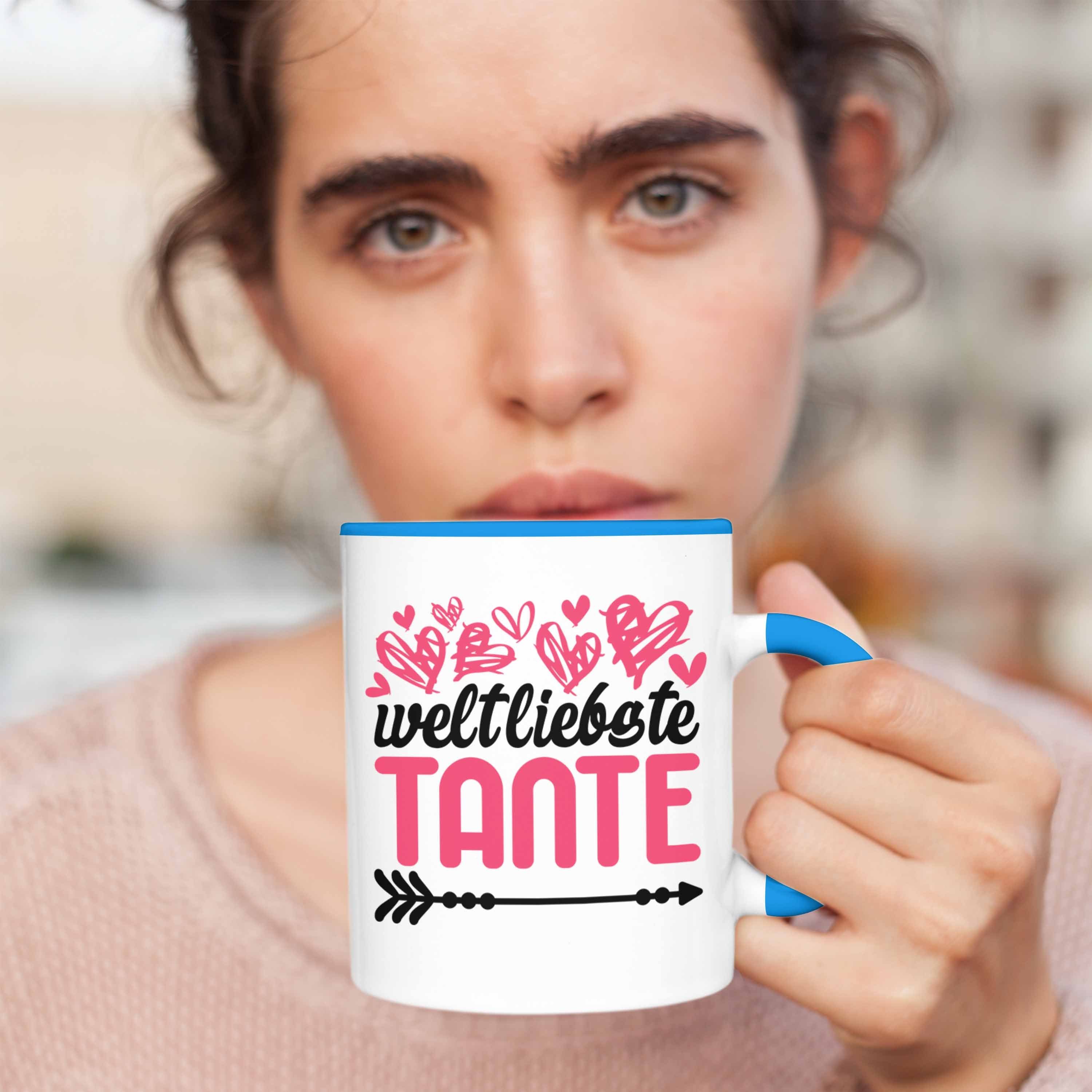 Tante für Tante mit Weltliebste der Beste Geschenk Welt Trendation Spruch Tasse Trendation Blau Kaffeetasse Tasse -