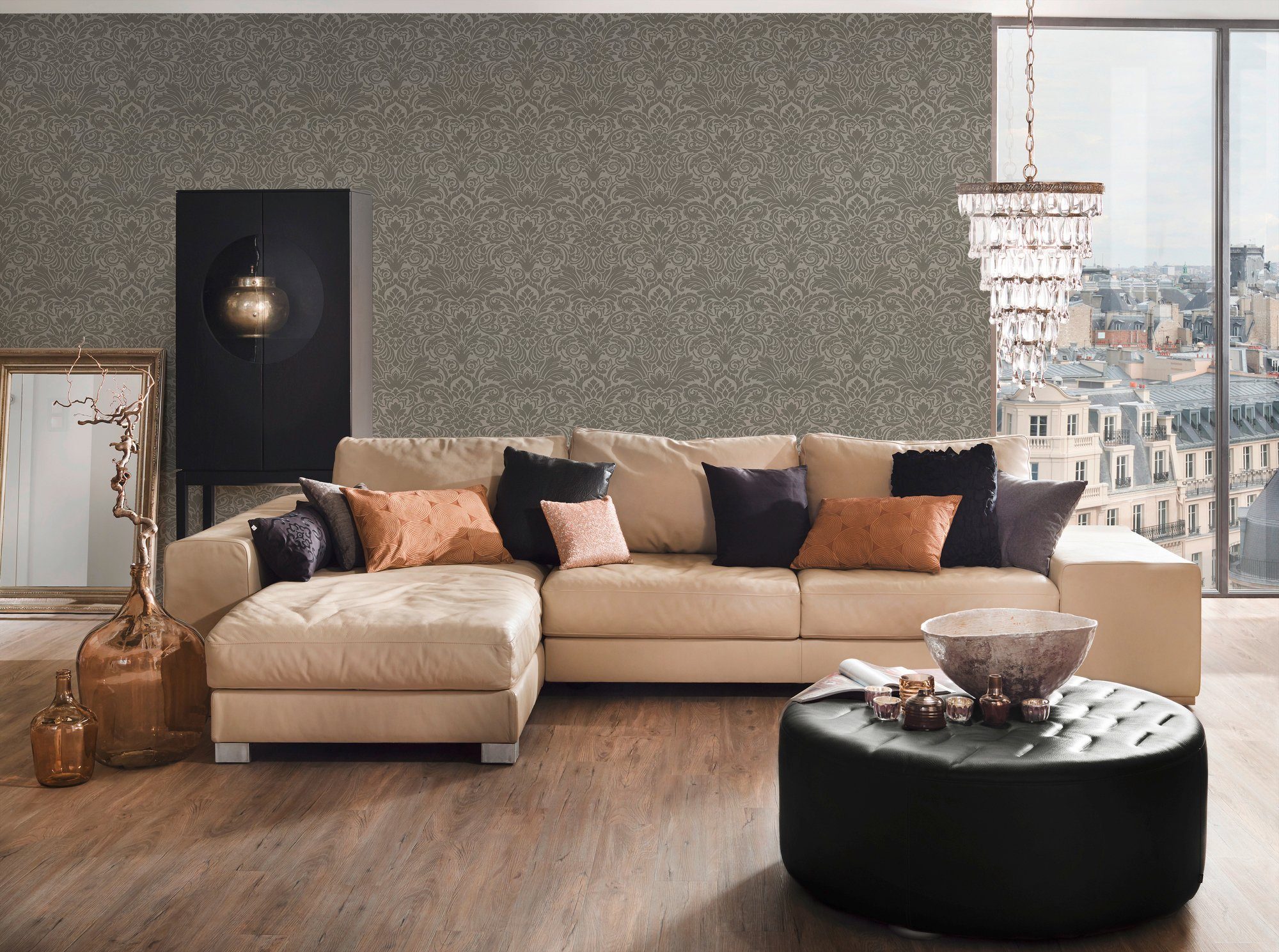 silberfarben/grau Luxury Architects Vliestapete Barock, wallpaper, Barock strukturiert, Ornament Tapete Paper