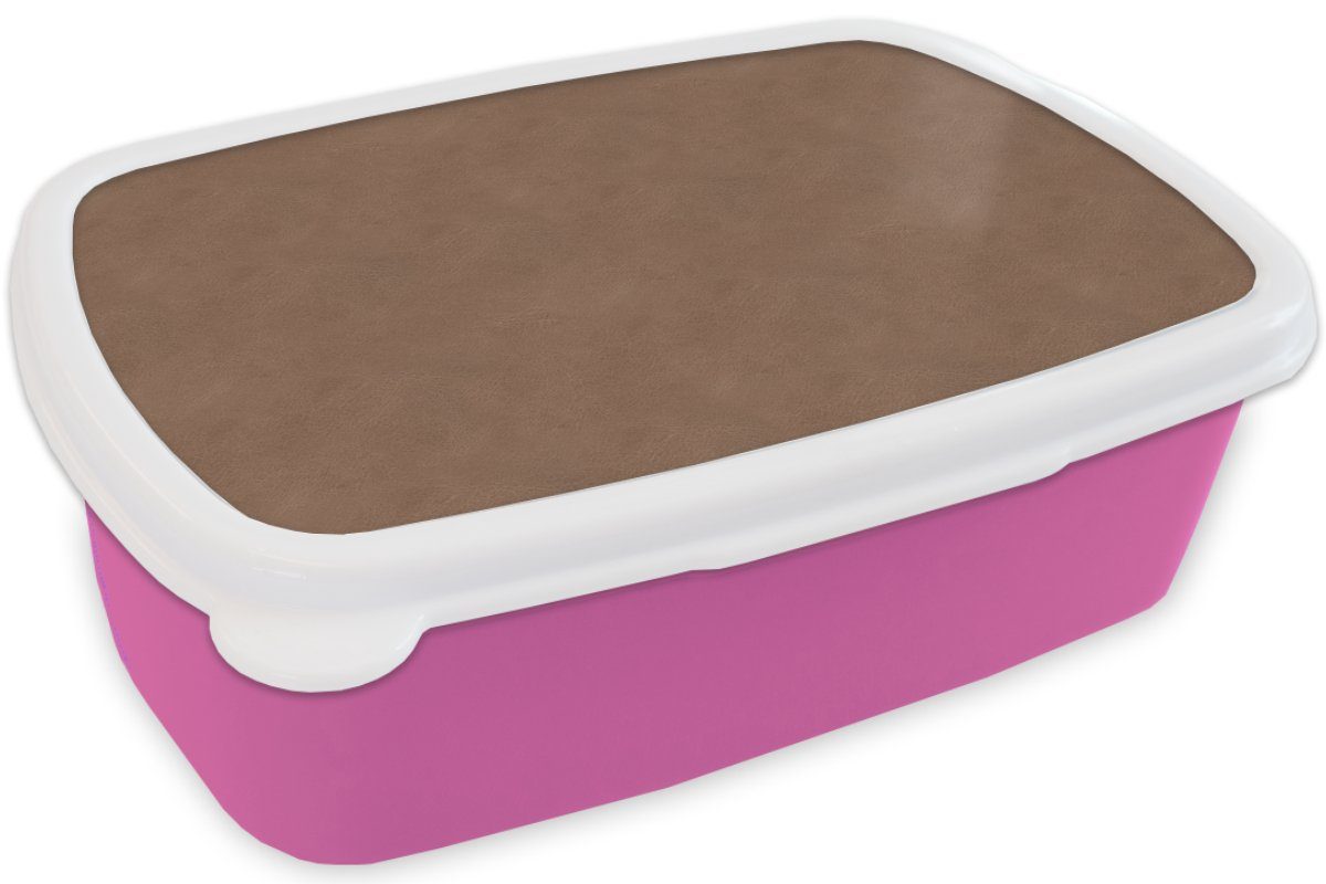 Tiere, Kunststoff Leder Lunchbox MuchoWow - Erwachsene, Brotdose rosa Mädchen, Kinder, Brotbox Snackbox, (2-tlg), für - Braun Kunststoff,
