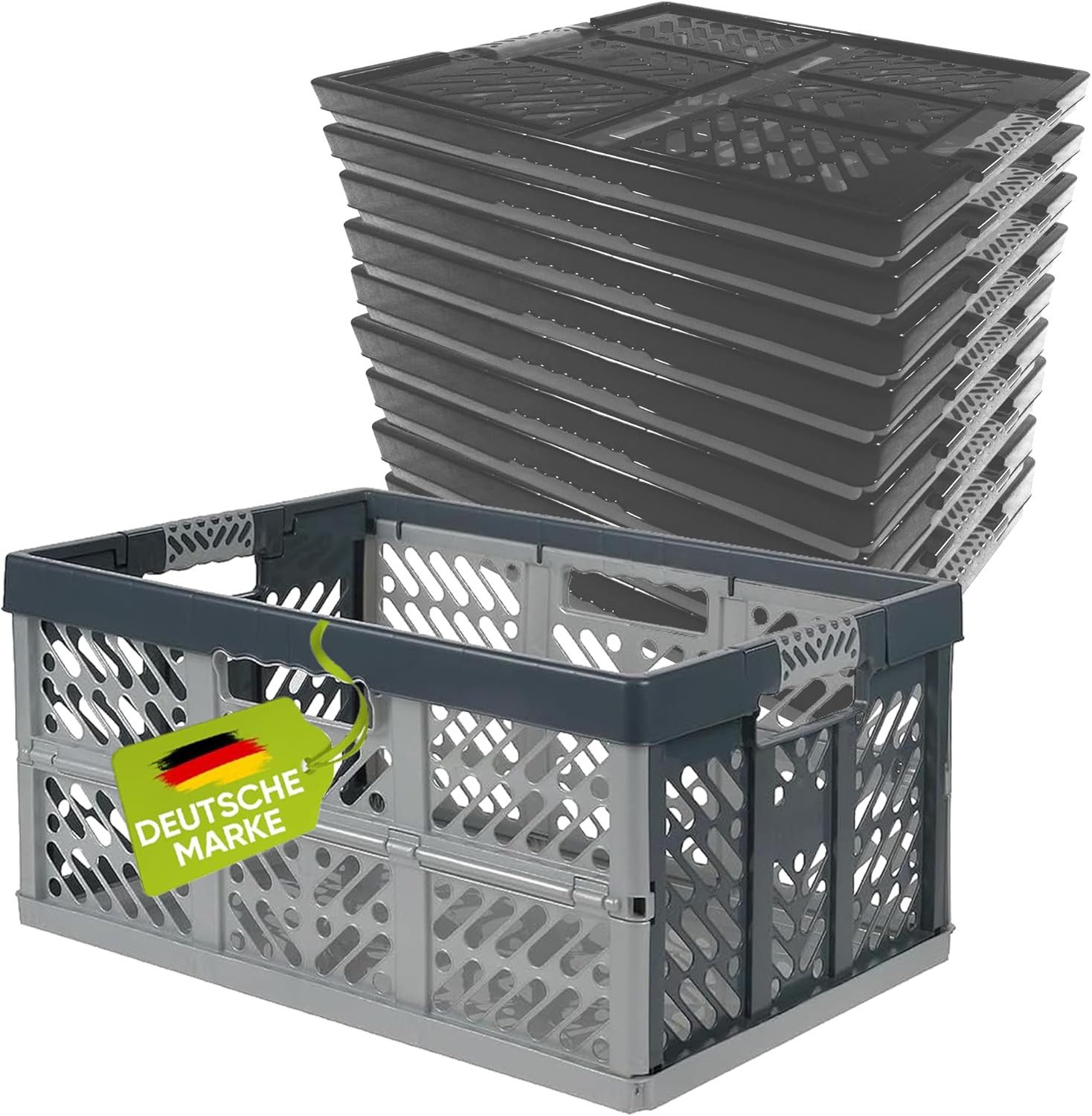 homesti Wickelauflage 10 x Robuste Profi - Klappbox 45 L bis 50 kg - Faltbox, Kiste, Korb