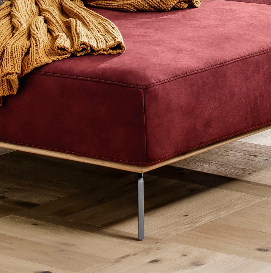 Chrom Ecksofa Füße glänzend, run, Holzsockel, W.SCHILLIG elegantem in cm mit 319 Breite