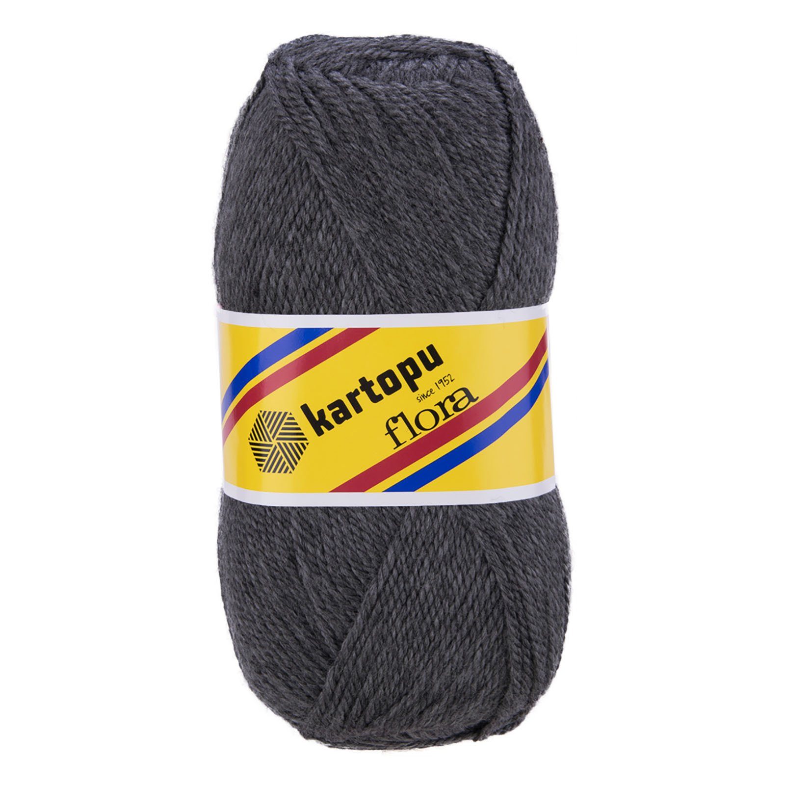 Kartopu 5 x 100g Strick-Häkel-Garn Kartopu Flora Acryl-Wolle Farbwahl Häkelwolle, 1150 m (5er-Pack, 5-St), K1003 dunkelgrau meliert