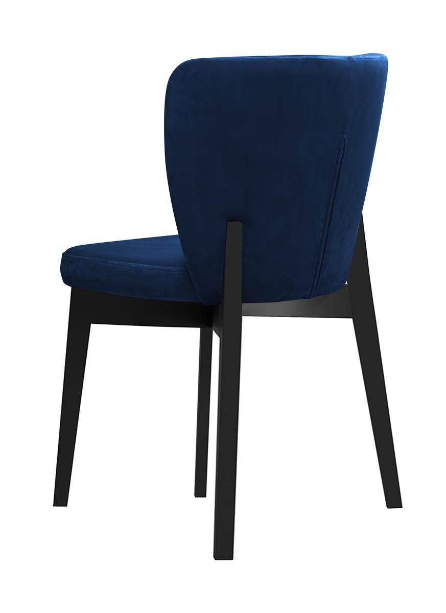 gepolsterte Rückenlehne buche), modernes mit | im / Relaxstuhl Blau schwarz / Stuhl Schwarz Stil, in Beautysofa (aus weiß 81) mit (riviera Madison Holzbeine Polsterstuhl Velours,