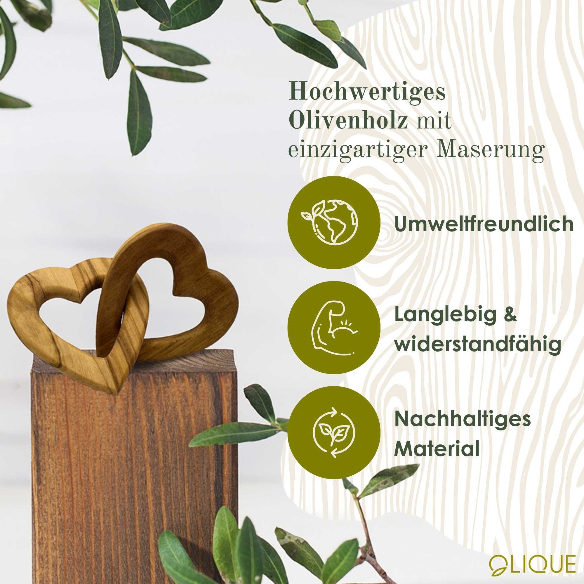OLIQUE Dekofigur Verbundenes Herz aus Olivenholz – Symbol der Liebe und Ver günstig online kaufen