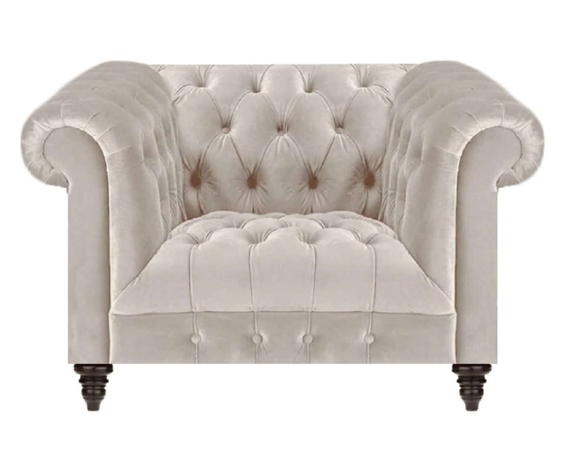 JVmoebel Chesterfield-Sessel Weißer Chesterfield Polstersessel aus hochwertigem Stoff (1-St., Sessel), Made in Europa