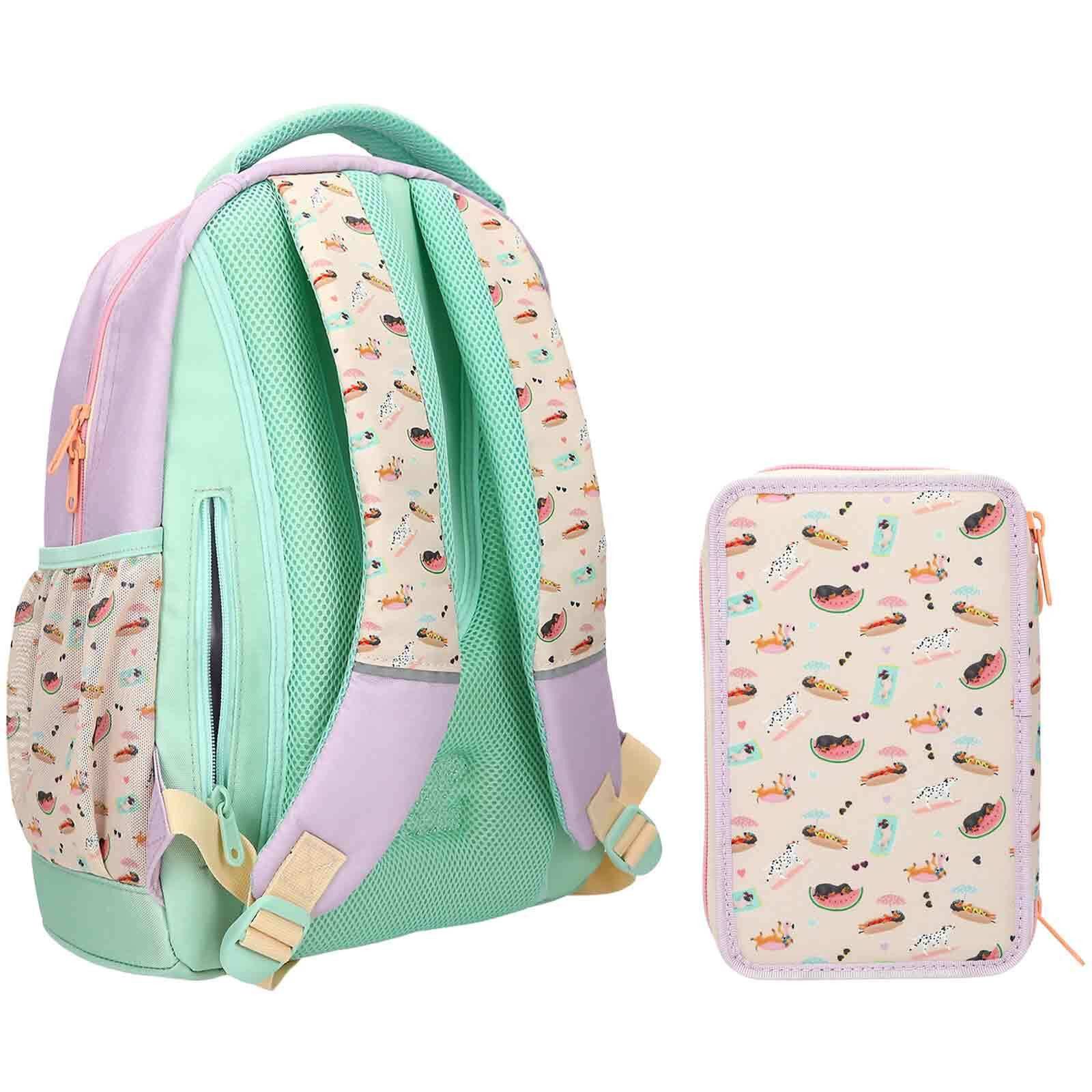 Depesche Kinderrucksack TOPModel Schul-Set SUNNY DOG 2er Set (1x Schulrucksack, 1x Federmäppchen, 2-tlg)