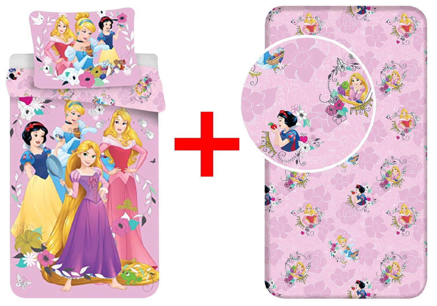 Disney Bettwäsche Disney Cinderella Bettwäsche 140x200 + Spannbettlaken Schneewittchen, Renforcé, 2 teilig