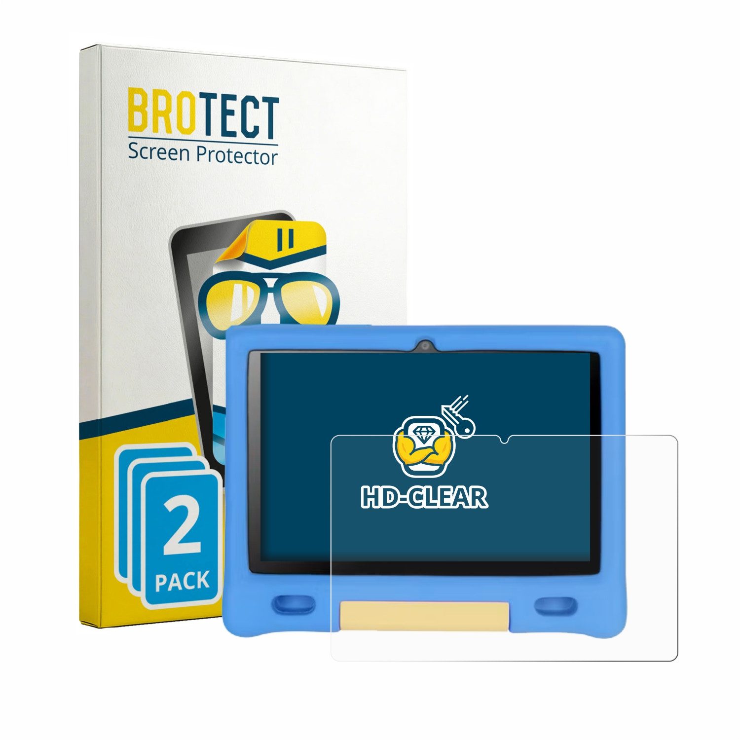 BROTECT Displayschutzfolie Schutzfolie für Bufo Kids Tablet 10.1", 2 Stück, Displayschutz Schutz Folie Klar Transparent