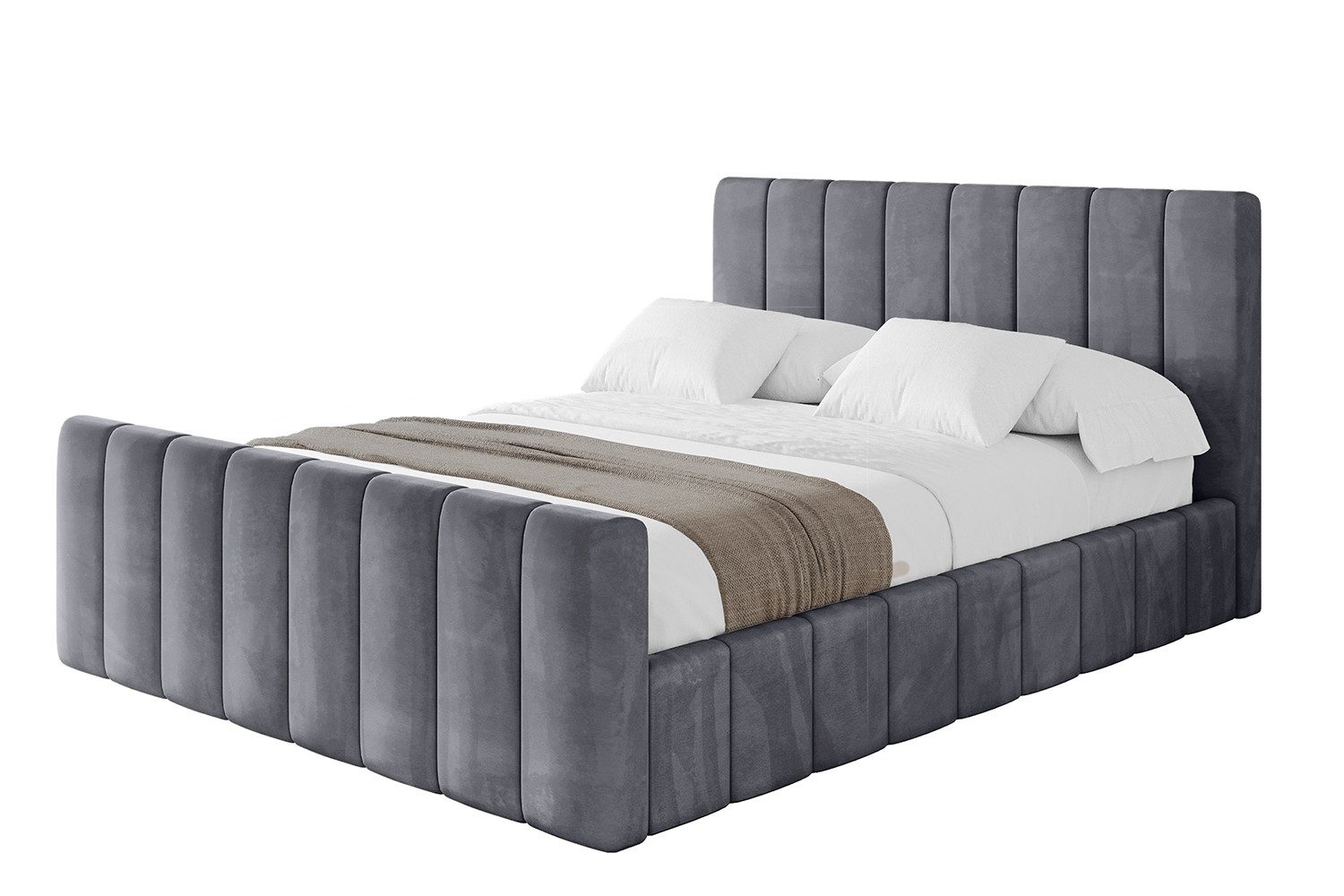 ALTDECOR Polsterbett FINO-Z (Polsterbett mit Bettkasten und Lattenrost, Boxbett ohne Matratze), Doppelbett mit Stauraum, Bett mit Kopfteil