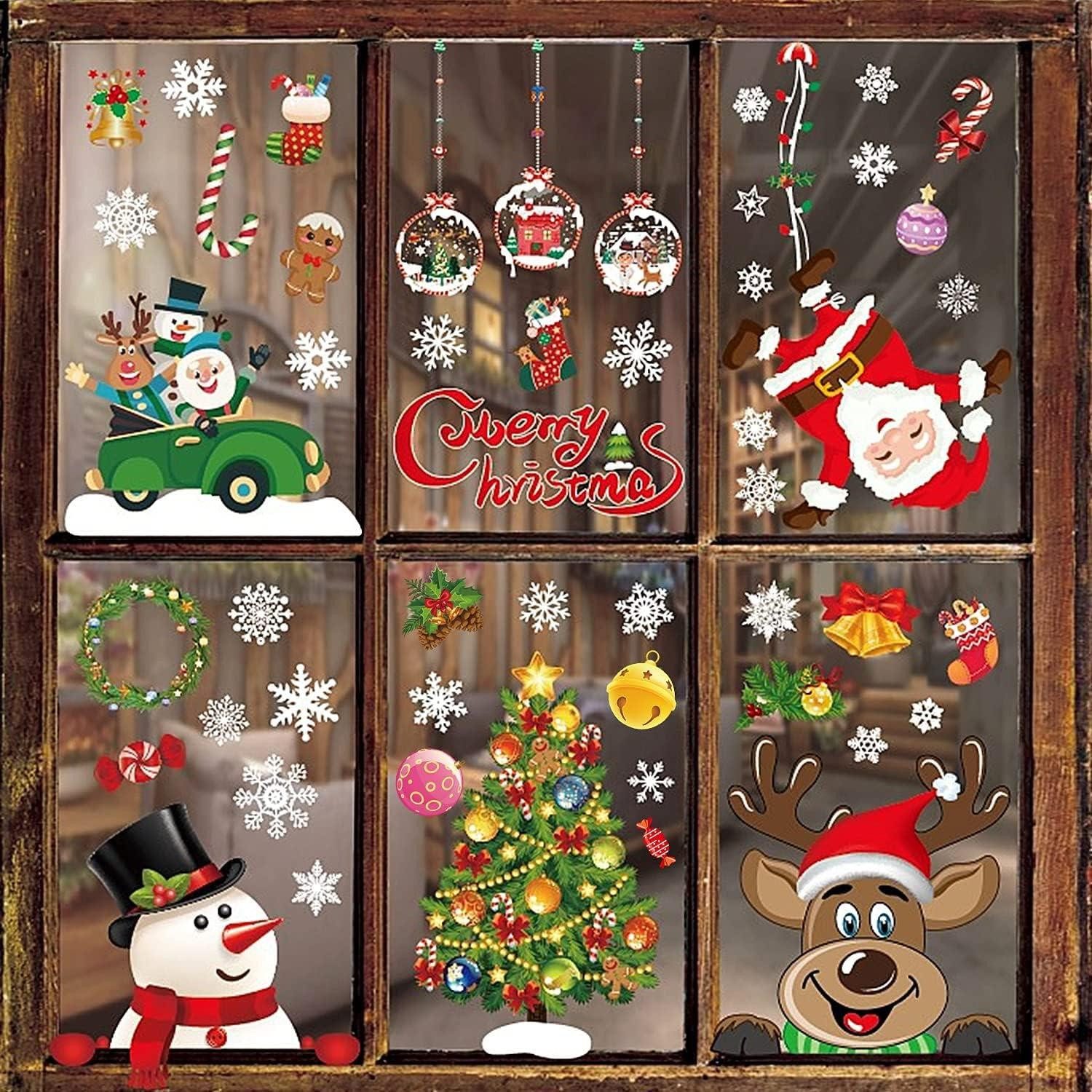 Dekohänger Fensterbilder Weihnachten 8 Blätter Schneeflocken Fenstersticker Türen