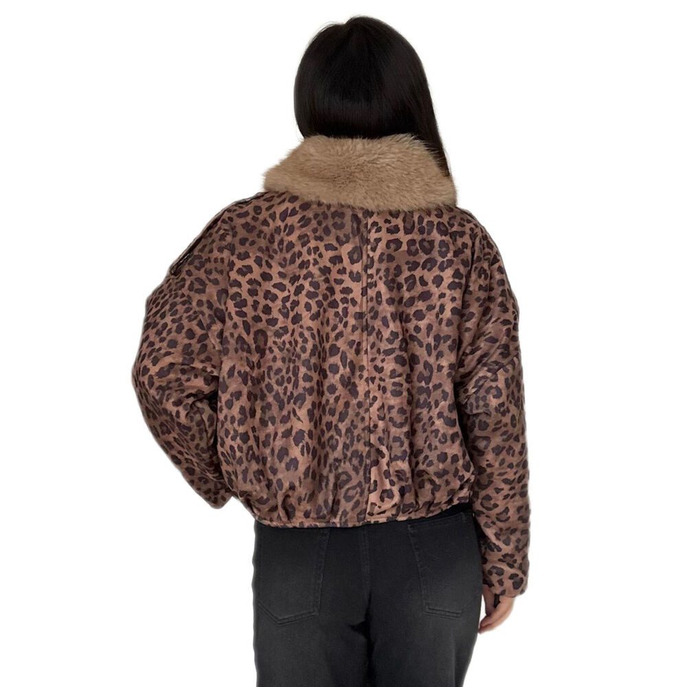 Ital-Design Bomberjacke Modische cropped Jacke mit weichem Kragen für Damen (90800191) Dekofell Gefüttert Winterjacke in Braun