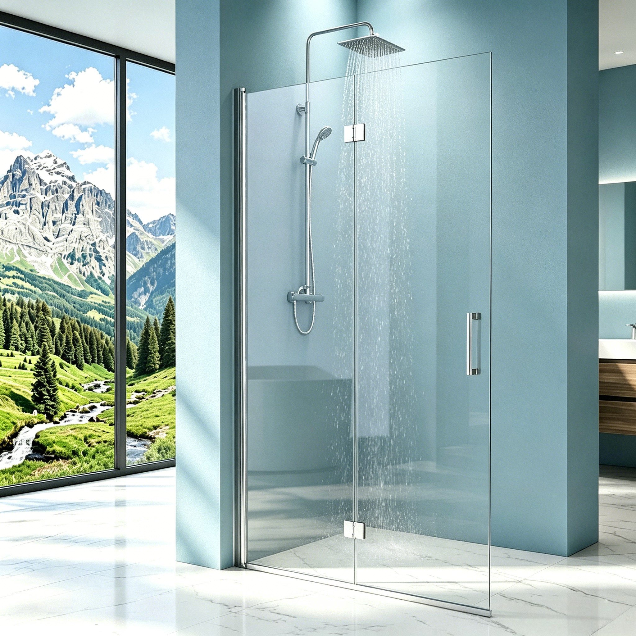 Boromal Duschwand Glas für dusche Duschabtrennung faltbar, mit NANO Einscheibensicherheitsglas, (Falttür Faltwand, B:65,7-116,7cm, H:195cm), Rechts-und Links montierbar