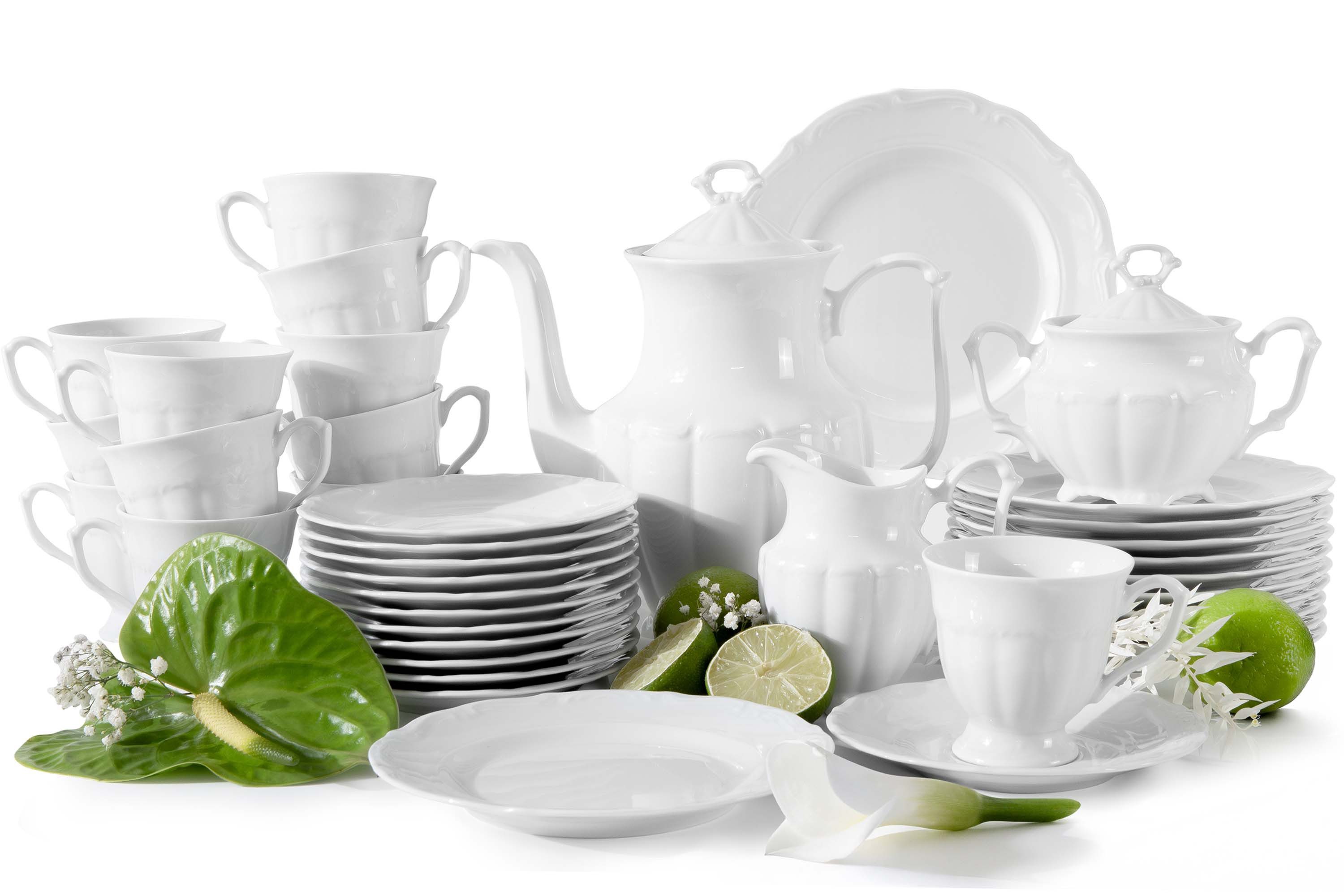 KONSIMO® Kaffeeservice CHODZIEZ MARIA TERESA Teeservice, Kombiservice (39-tlg), 12 Personen, Porzellan, Hochwertiges Premium-Porzellan, handgefertigt