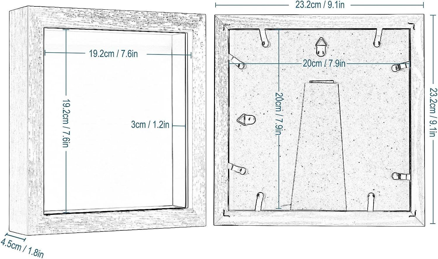 quadratisch Fotorahmen, MDF EUGAD (1 Objektrahmen Weiß aus St), Bilderrahmen, 3D