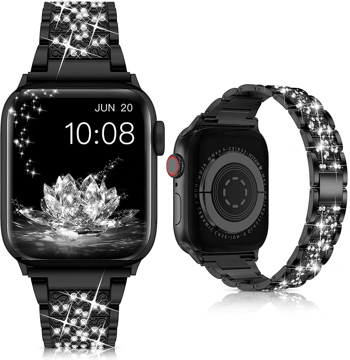 ELEKIN Smartwatch-Armband Armband für Apple Watch 38 mm-45 mm Serie 7/6/5/4/3/2/1/SE Schwarz